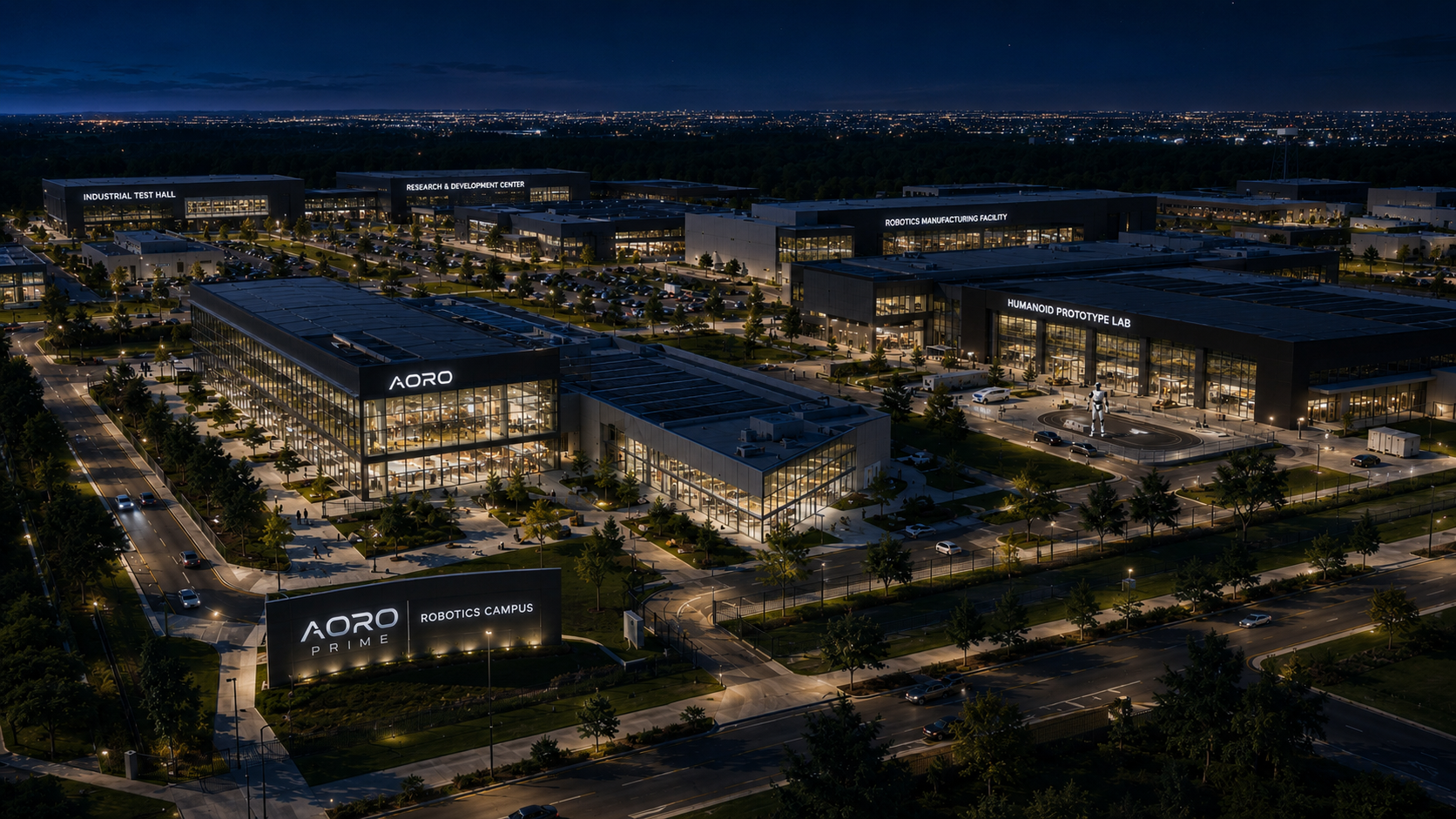 AORO PRIME Robotics Campus Program at night