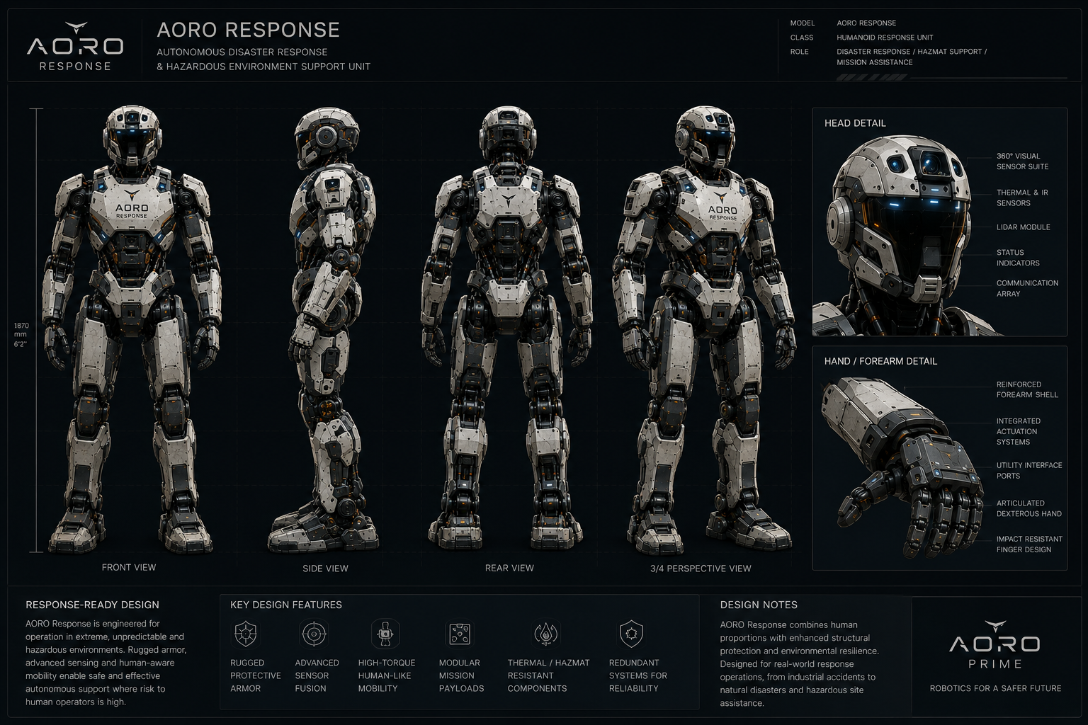 AORO Response orthographic technical views